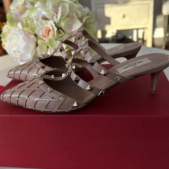 NIB Valentino Leather Rockstud Mules - Picture 5 of 12